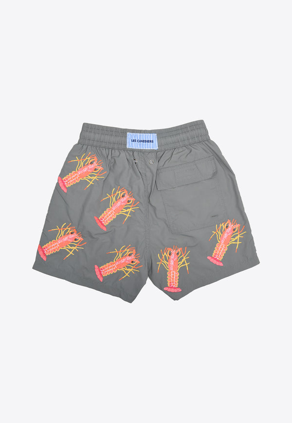 Les Canebiers All-Over Lobster Swim Shorts in Grey All Over Lobster-Grey