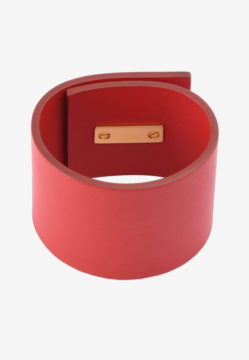 Tom Ford Wide Turnlock Cuff in Leather Red JW0762-SFCBR RBG