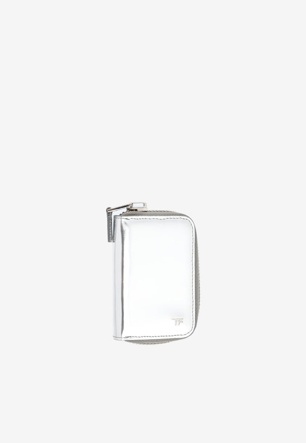Tom Ford Zipped Cardholder in Metallic Leather Silver Y0183P MRF SLV