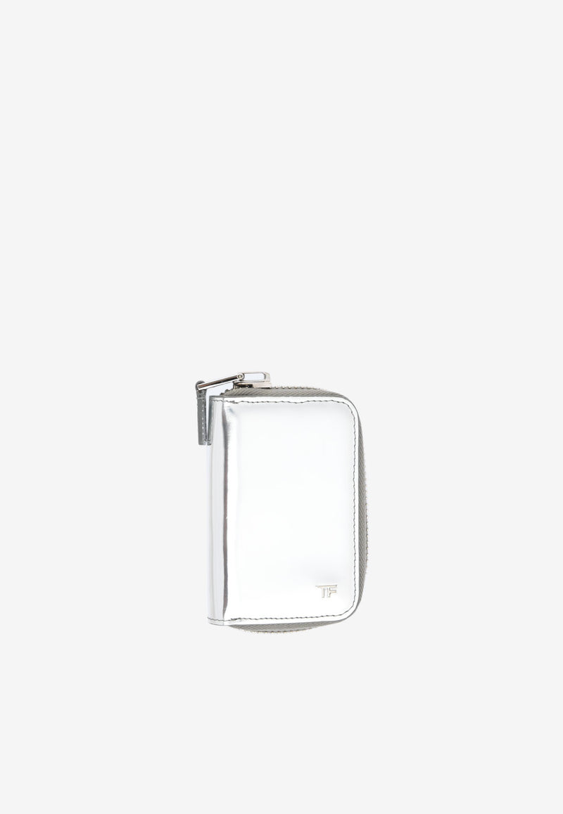 Tom Ford Zipped Cardholder in Metallic Leather Silver Y0183P MRF SLV
