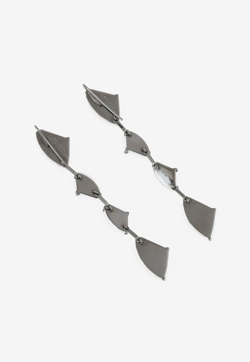 Tom Ford Crystal Tear Drop Clip-on Earrings Green JW0171-SLBRC-MOO MOON