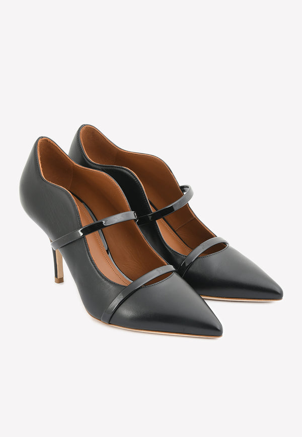 Malone Souliers Maureen 70 Pointed Mules in Nappa Leather Black MAUREENMS PUMP 70BLACK
