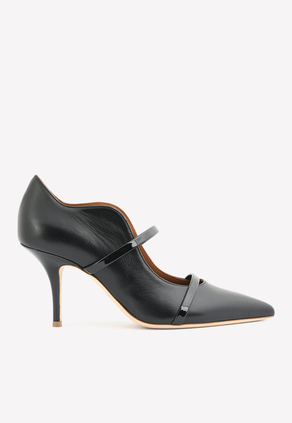 Malone Souliers Maureen 70 Pointed Mules in Nappa Leather Black MAUREENMS PUMP 70BLACK