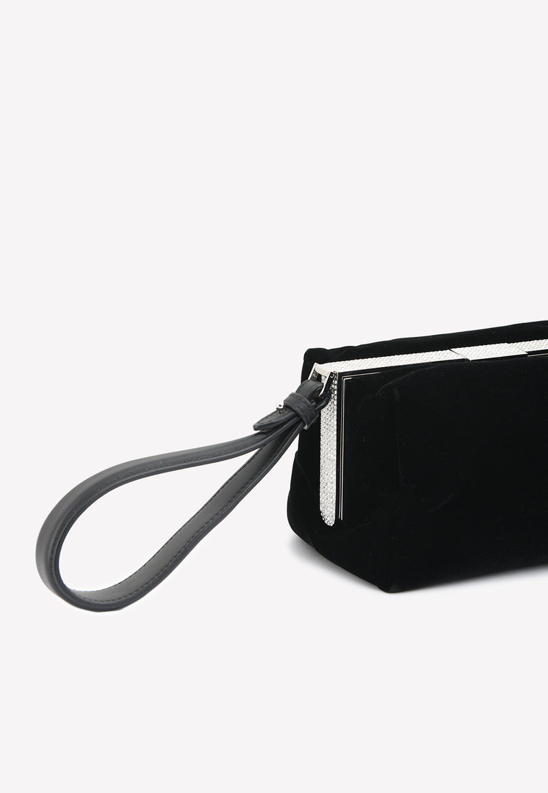 Velvet Crystal Embellished Box Clutch Tom Ford Black L1119P-V01 BLK