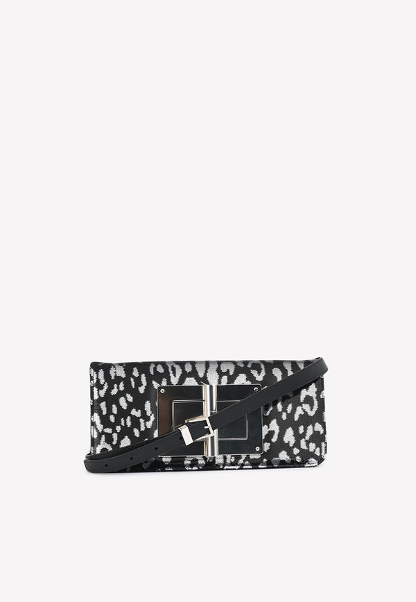 Natalia Leopard Sequined Metallic Clutch Tom Ford Silver LM282P-X69 BSV