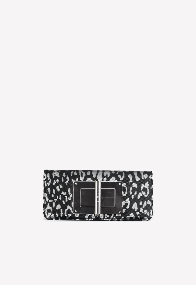 Natalia Leopard Sequined Metallic Clutch Tom Ford Silver LM282P-X69 BSV