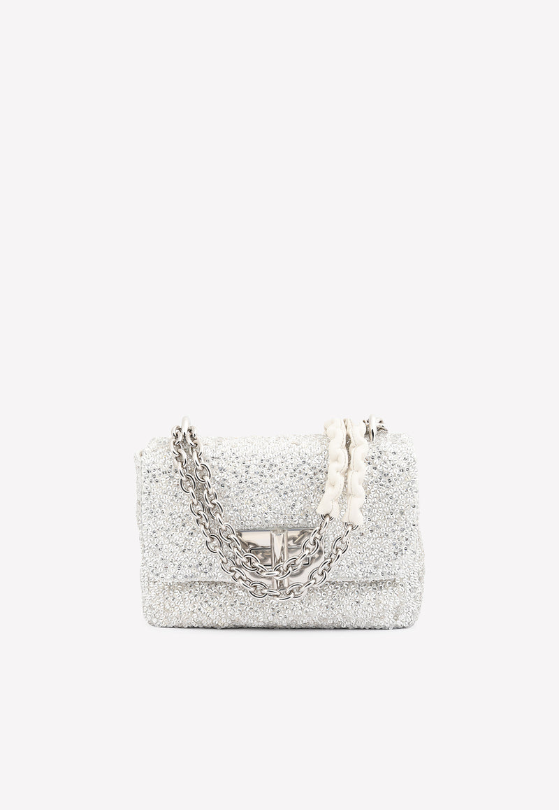 Mini-Soft Natalia Shoulder Bag with All-Over Sequins Tom Ford Silver LE983P-X49 SLV