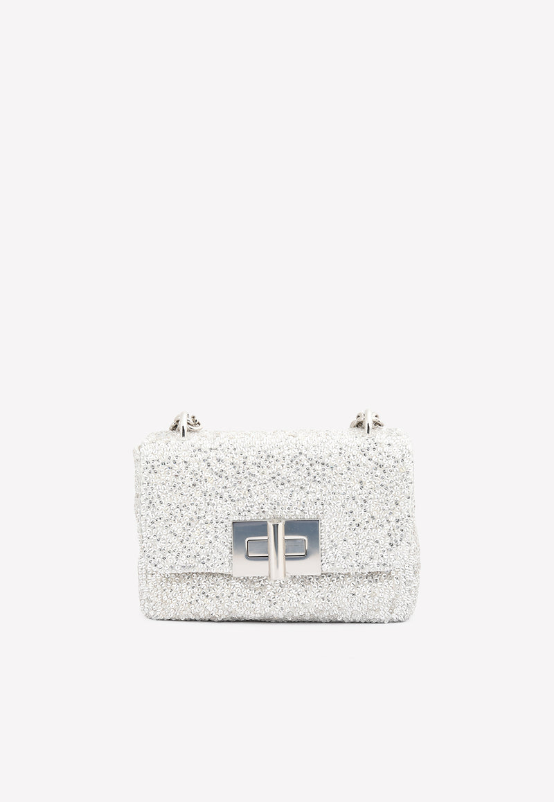 Mini-Soft Natalia Shoulder Bag with All-Over Sequins Tom Ford Silver LE983P-X49 SLV