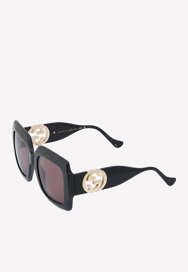 Gucci Square Acetate Sunglasses Brown GG1022S-005BLACK