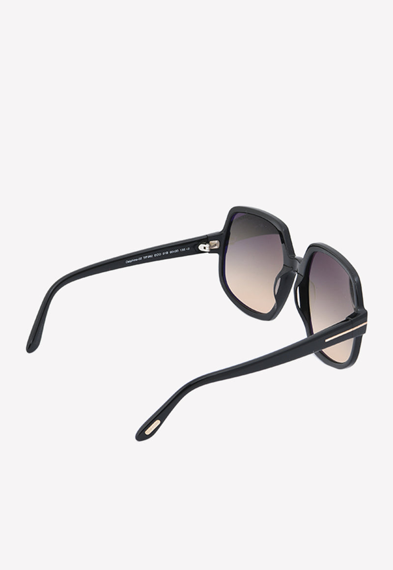 Tom Ford Delphine Butterfly Acetate Sunglasses Gray FT099201B60BLACK