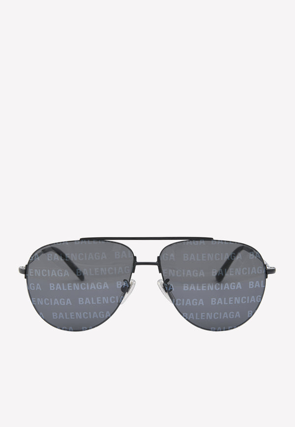 Balenciaga All-Over Logoed Aviator Sunglasses Gray BB0013S-008BLACK MULTI