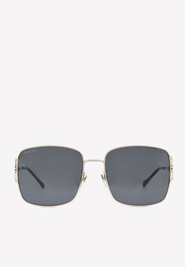 Gucci Metal Square Sunglasses Gray GG1018SK-003GOLD