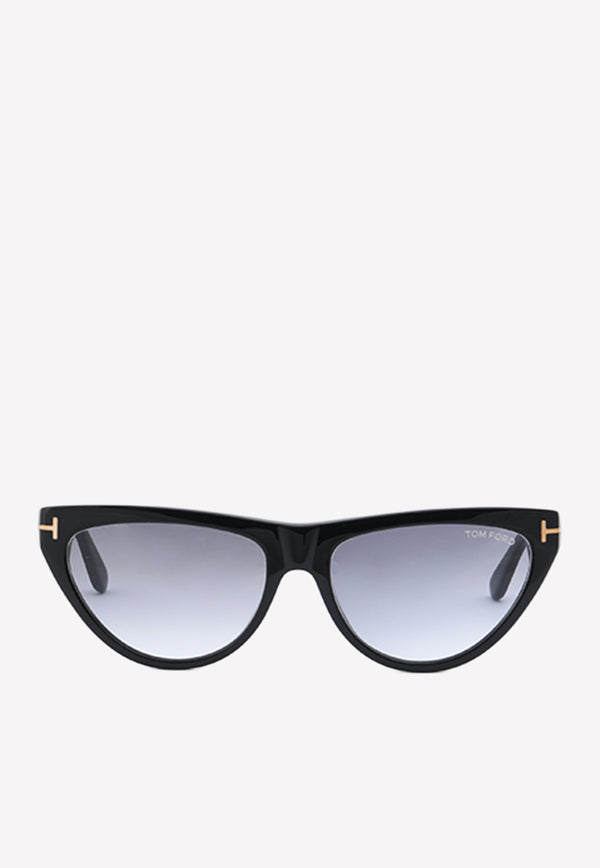 Tom Ford Amber Acetate Cat-Eye Sunglasses Gray FT099001B56BLACK
