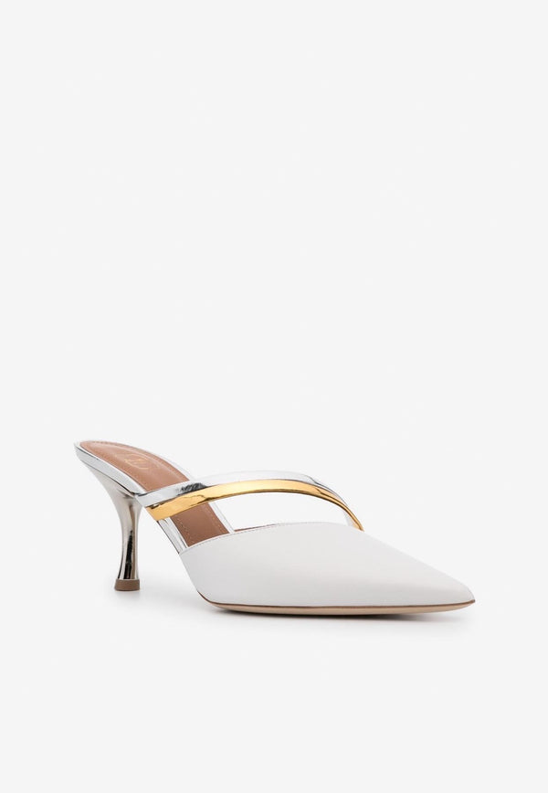 Malone Souliers Tia 70 Leather Mules TIA 70-1 WHITE/SILVER/GOLD