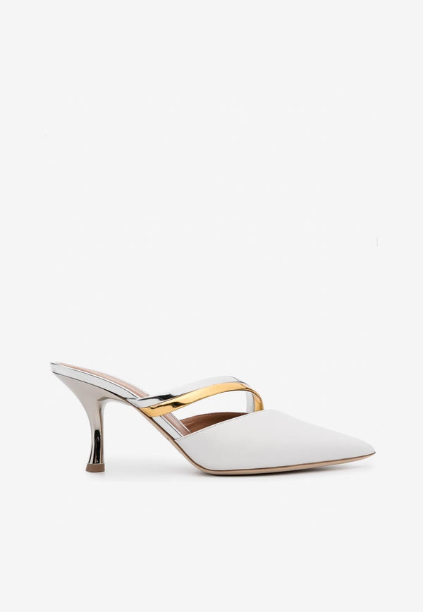 Malone Souliers Tia 70 Leather Mules TIA 70-1 WHITE/SILVER/GOLD
