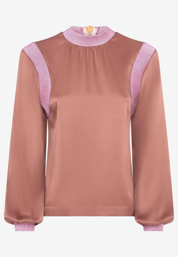 Tom Ford Long-Sleeved Top in Double-Faced Satin TS2024-FAX727 DP219 Pink
