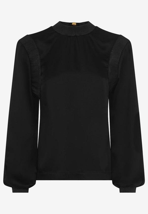 Tom Ford Long-Sleeved Top in Double-Faced Satin TS2024-FAX727 LB999 Black