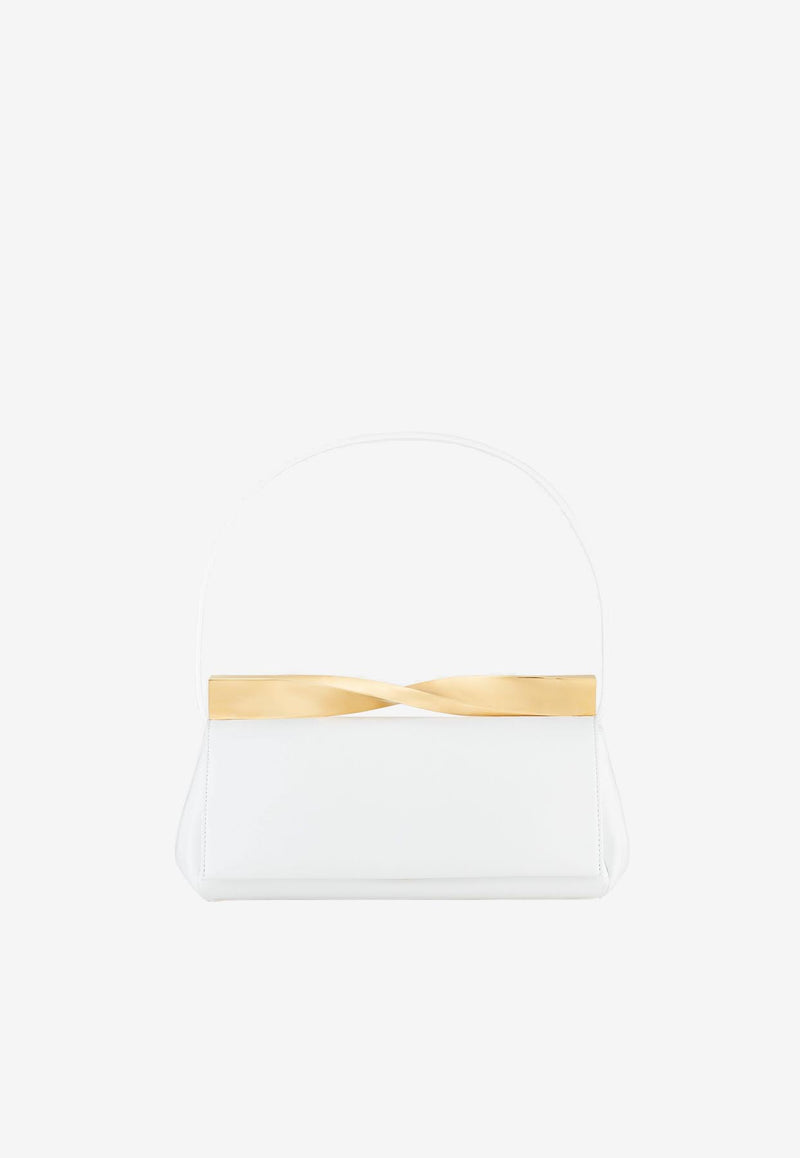Aquazzura Twist Clutch in Nappa Leather TWICLUC0-NAPOWL OFF WHITE/LIGHT White