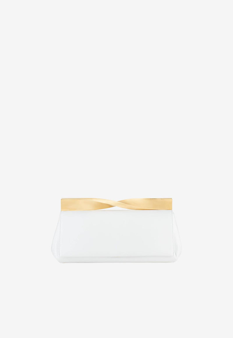 Aquazzura Twist Clutch in Nappa Leather TWICLUC0-NAPOWL OFF WHITE/LIGHT White