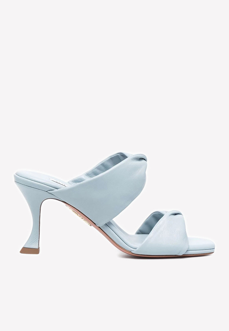 Aquazzura Twist 75 Sandals in Leather Light Blue TWIMIDS0-NAPICE ICE
