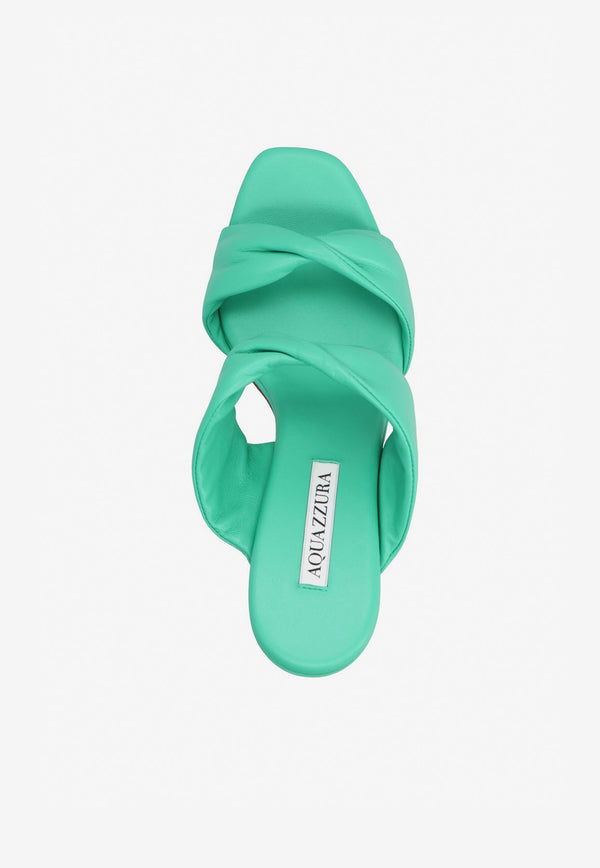Aquazzura Twist 75 Sandals in Nappa Leather Green TWIMIDS0-NAPJDE JADE