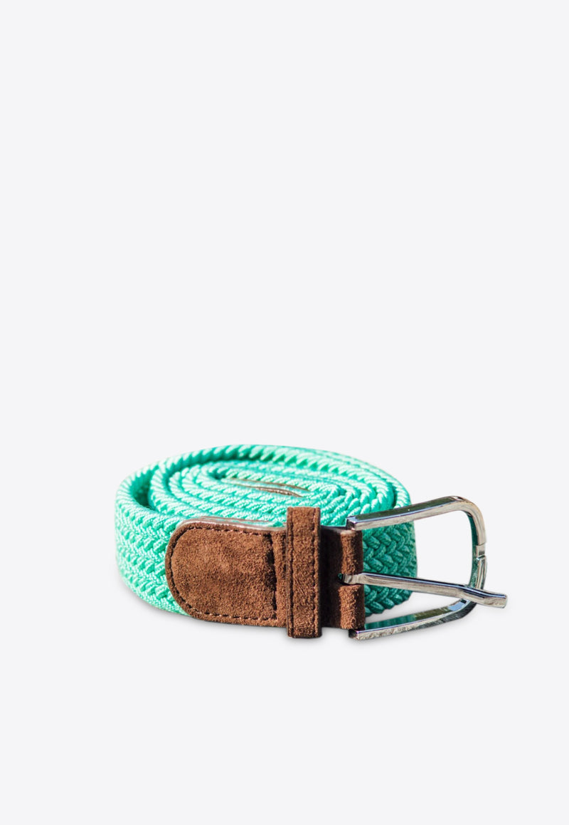 Les Canebiers Green Taillat Braided Belt with Suede Endings Tailiat Belt-Green