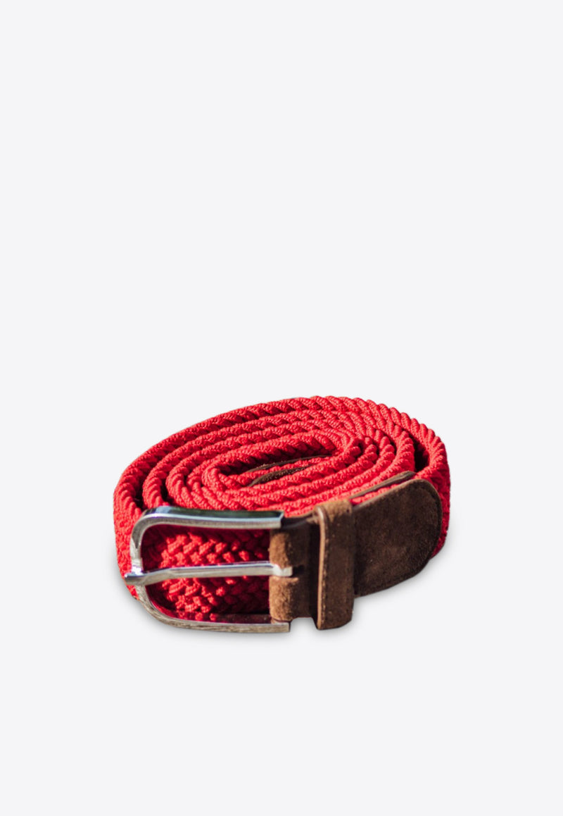 Les Canebiers Red Taillat Braided Belt with Suede Endings Tailiat Belt-Red