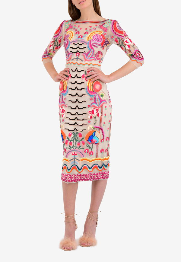 Temperley London Multicolor Fitted Chimera Dress 17UCMR51903