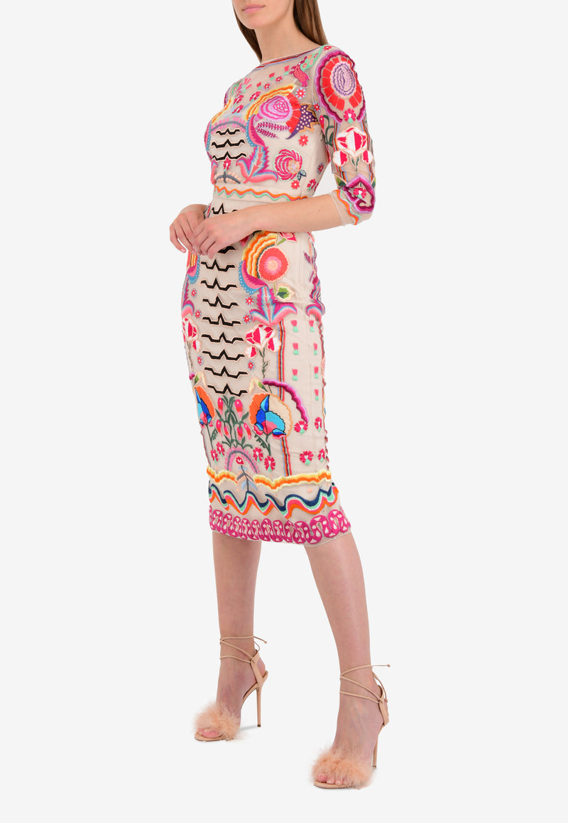 Temperley London Multicolor Fitted Chimera Dress 17UCMR51903