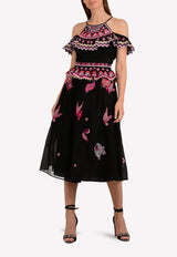 Temperley London Black Wild Flower Ruffle Dress 17UWFW51796