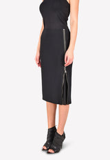Cady Stretch Zip Pencil Skirt with Sheer Insert