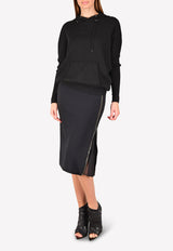 Cady Stretch Zip Pencil Skirt with Sheer Insert