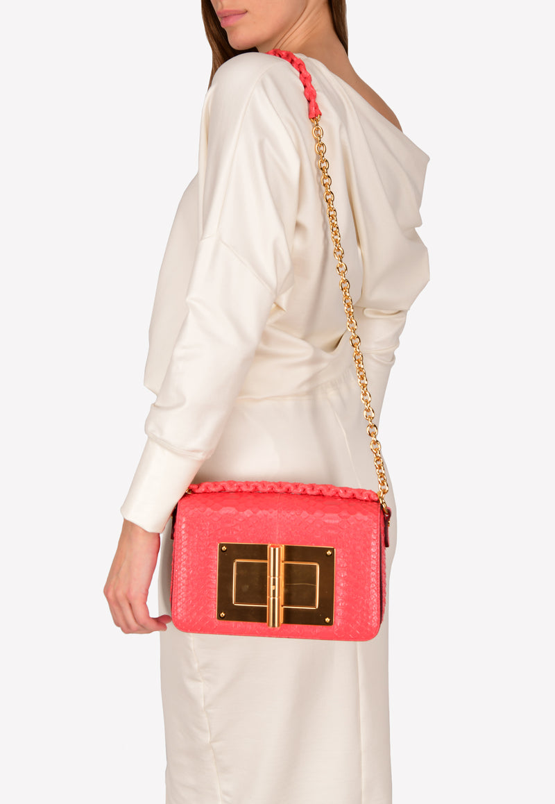 Medium Natalia Python Leather Bag with Turn-Lock