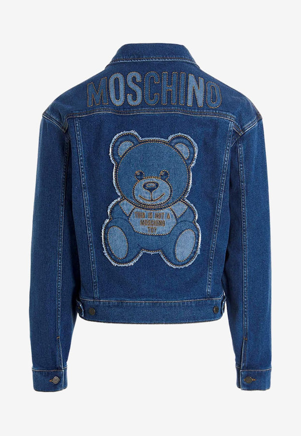 Moschino Logo Embroidered Denim Jacket V0625 2023 1290 Blue