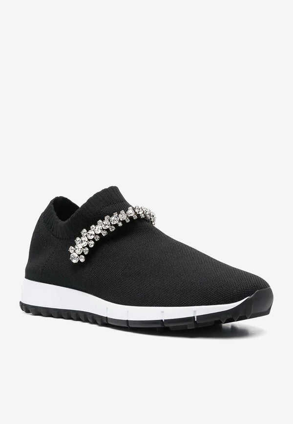 Jimmy Choo Verona Slip-On Sneakers with Crystal Embellishment Black VERONA KSC BLACK/CRYSTAL