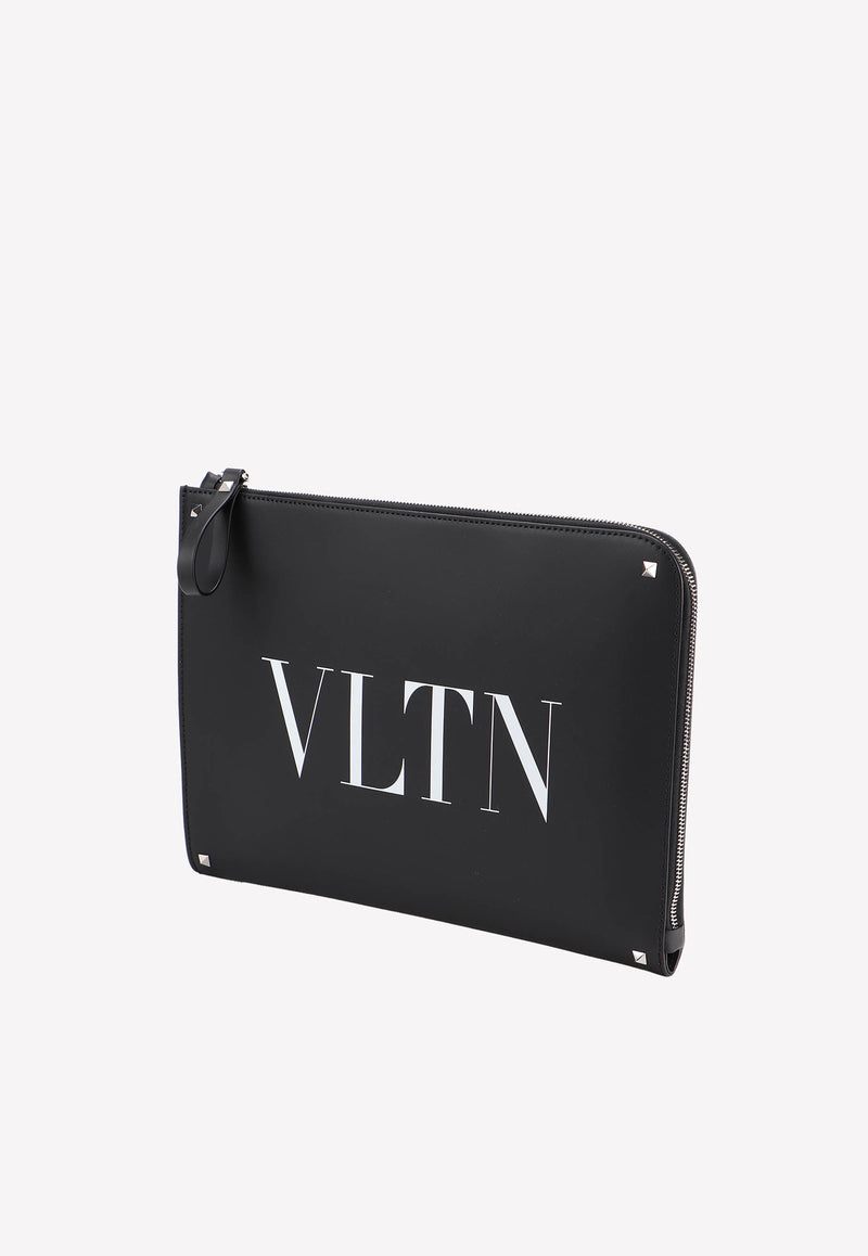VLTN Leather Document Holder with Rockstud Detail