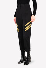 High-Waist Tailored Trousers with Contrast Stripe Trims