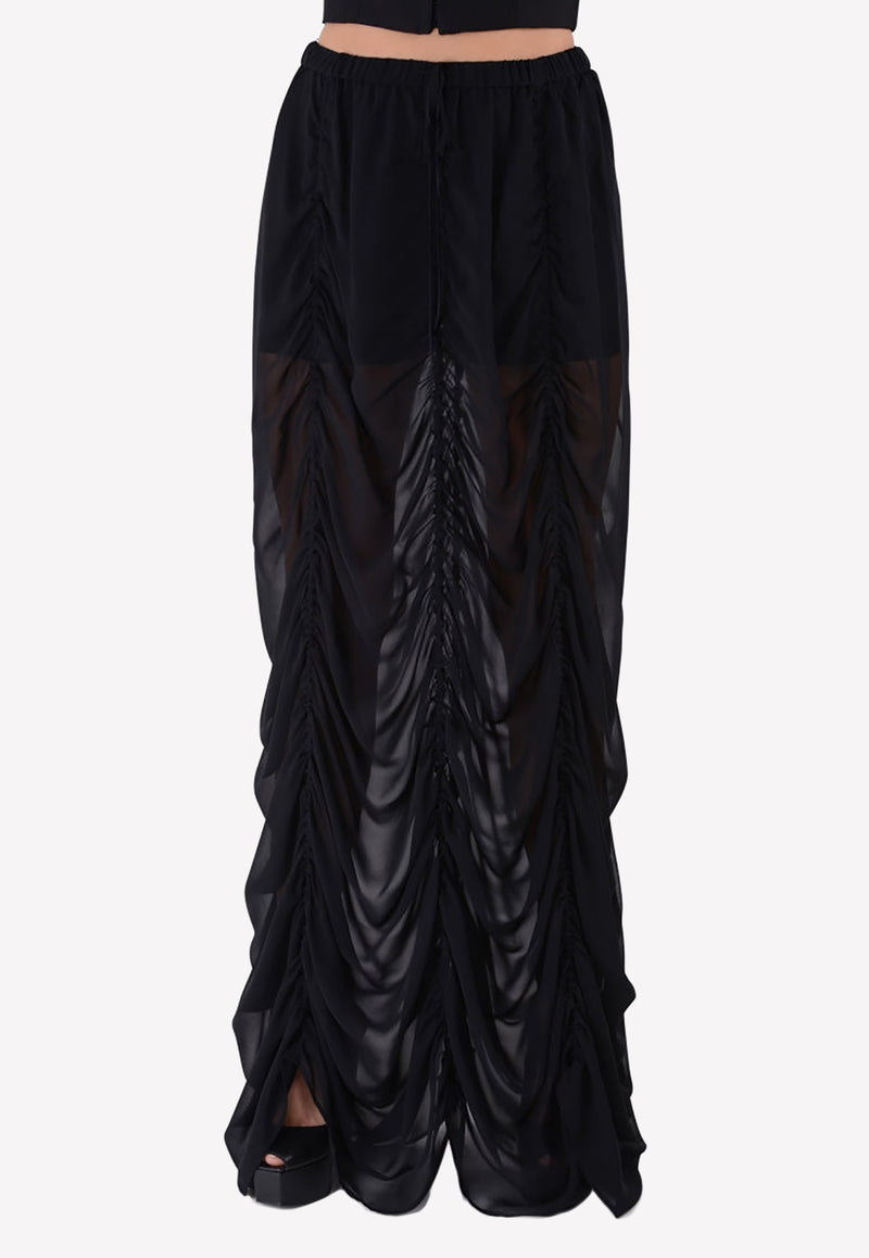 Vera Wang Silk Draped Maxi Skirt R217S55 Black