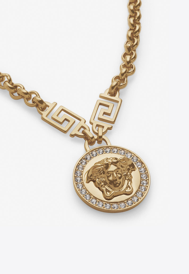 Iconic Medusa Medallion Crystal Necklace