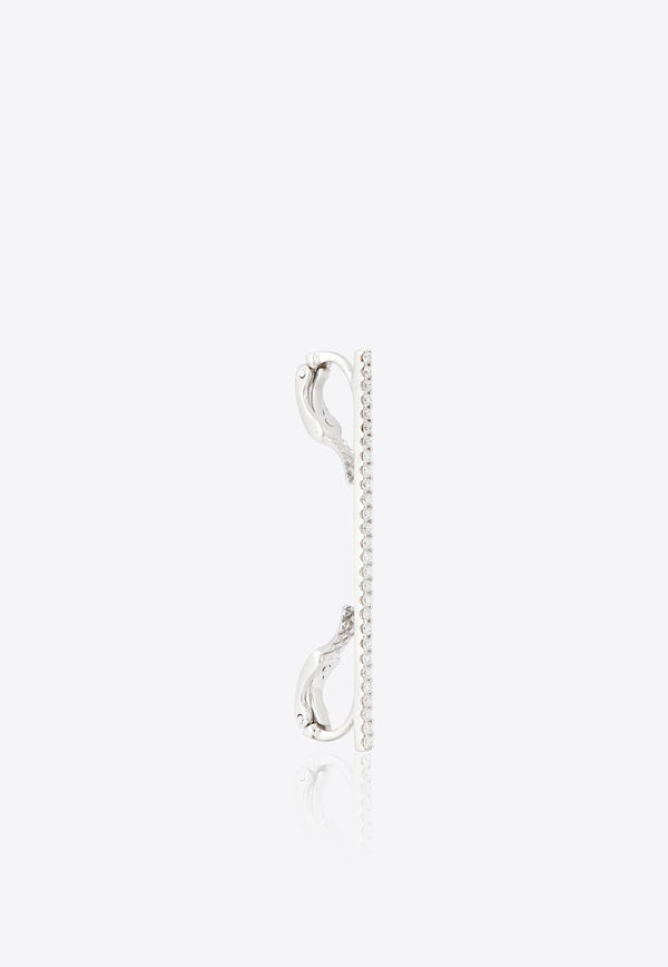 Vivid Jewelers Single Bar Ear Cuff in White-Gold and Diamonds White Gold