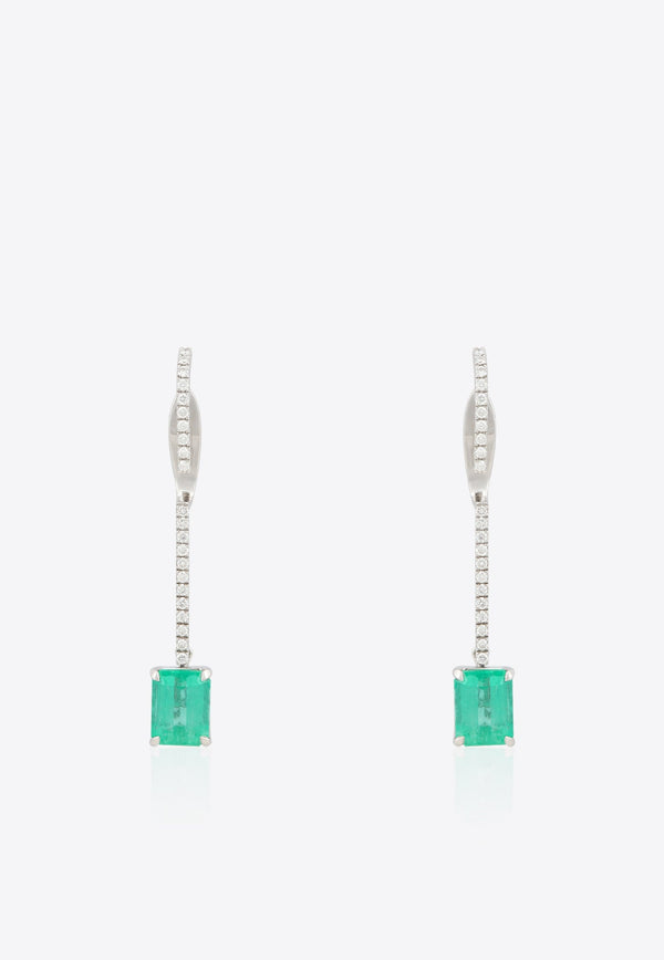 Vivid Jewelers Special Order - Certified Colombian Emerald Line Earrings with Convertible Studs Green