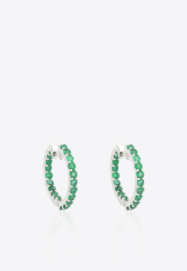 Vivid Jewelers Special Order - Emerald Hoops in White-Gold Green