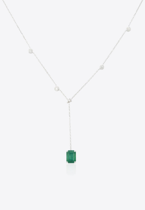 Vivid Jewelers Special Order- En-V Necklace in White-Gold with Zambian Emerald White Gold
