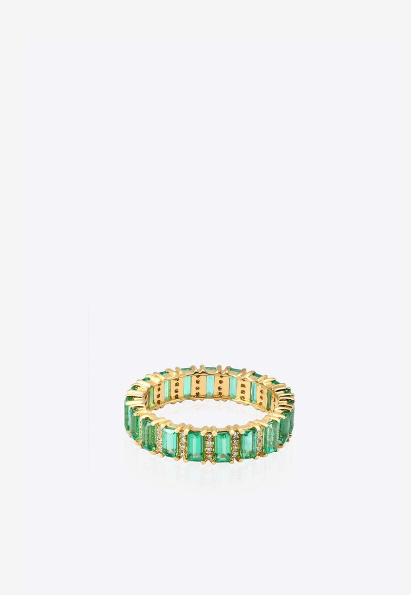 Yellow Gold, Diamonds and Emerald Ring