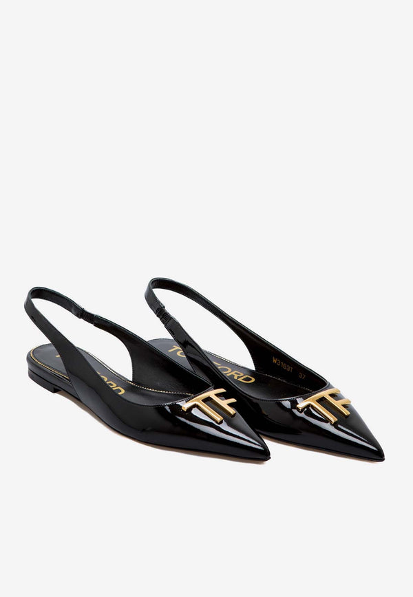 Tom Ford Pointed Toe Ballerina Flats in Patent Leather Black W3163T-LCL072 U9000