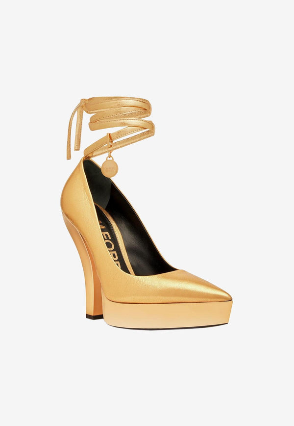 Tom Ford 130 Platform Pumps in Nappa Leather W3181-LSP014G 1Y004 Gold