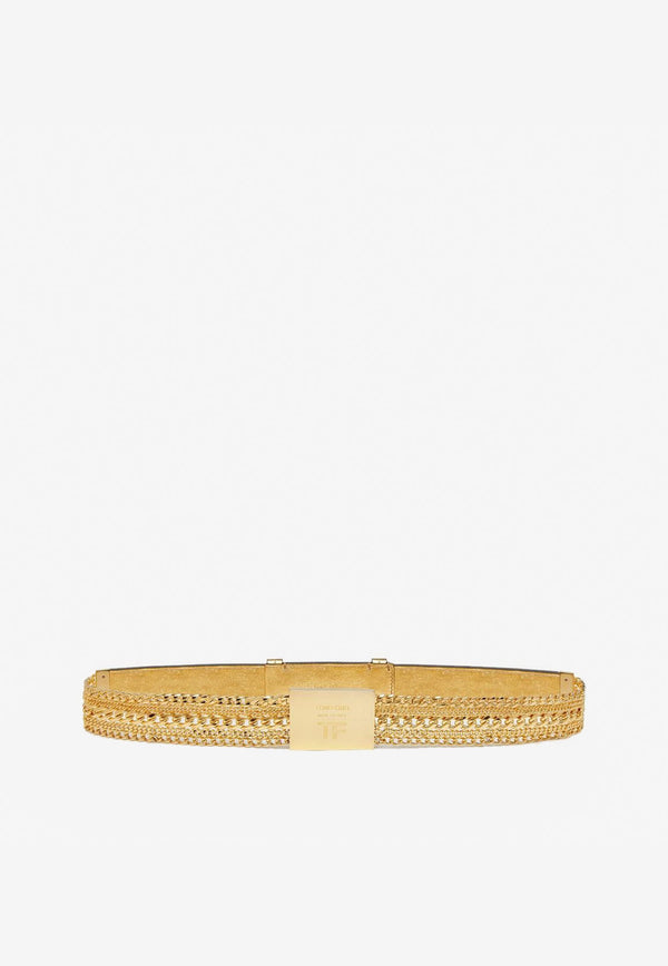 Tom Ford Chain Belt in Laminated Nappa Leather Gold WB225T-LCL204 U2004