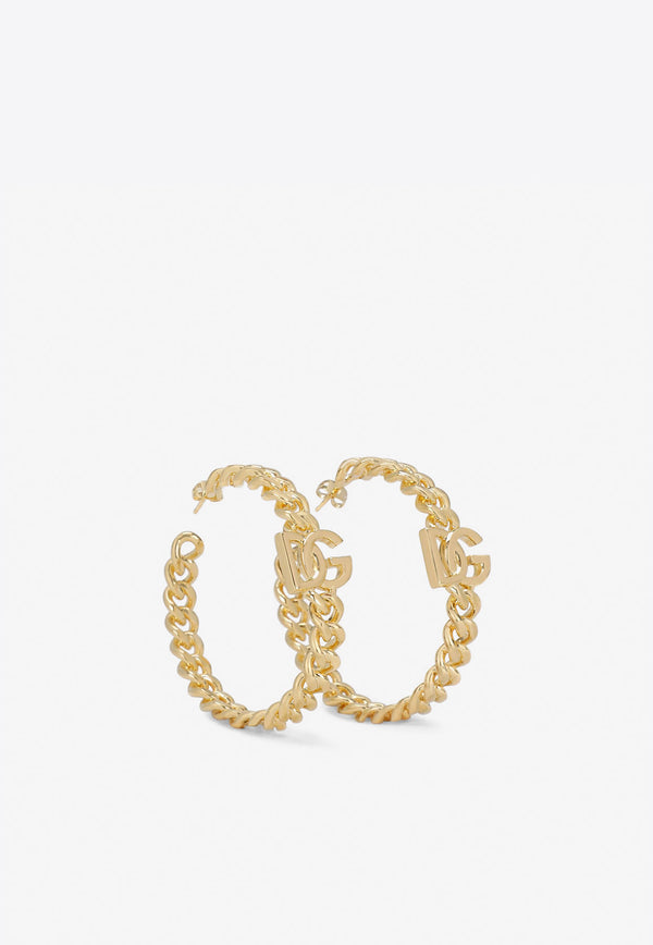 Dolce & Gabbana DG Logo Creole Hoop Earrings Gold WEN6P4 W1111 ZOO00