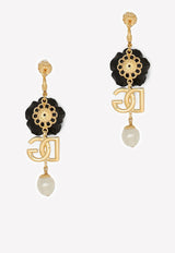 Dolce & Gabbana Rose and DG Logo Drop Earrings Gold WEN8R1 W1111 ZOO00