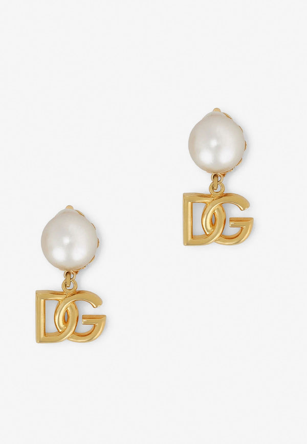 Dolce & Gabbana DG Pearl Clip-On Earrings Gold WEO2N1 W1111 ZOO00